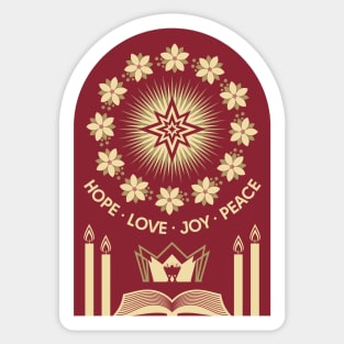 Four Advent candles lit in anticipation of the birth of Jesus Christ Sticker